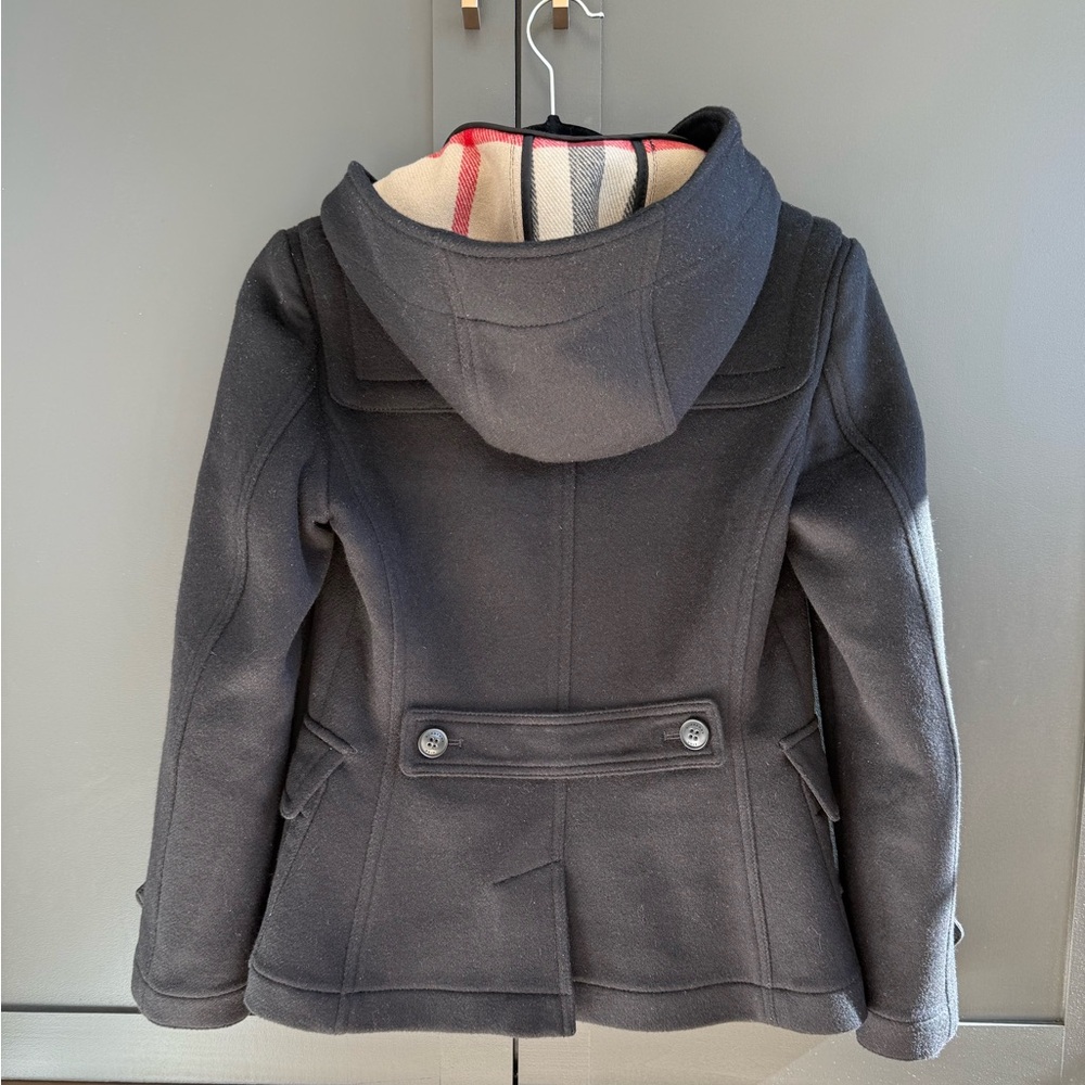 Burberry Britt Wool Black Coat w/ Hood & Signature Check Lining & Toggle • 2 - Picture 5 of 14